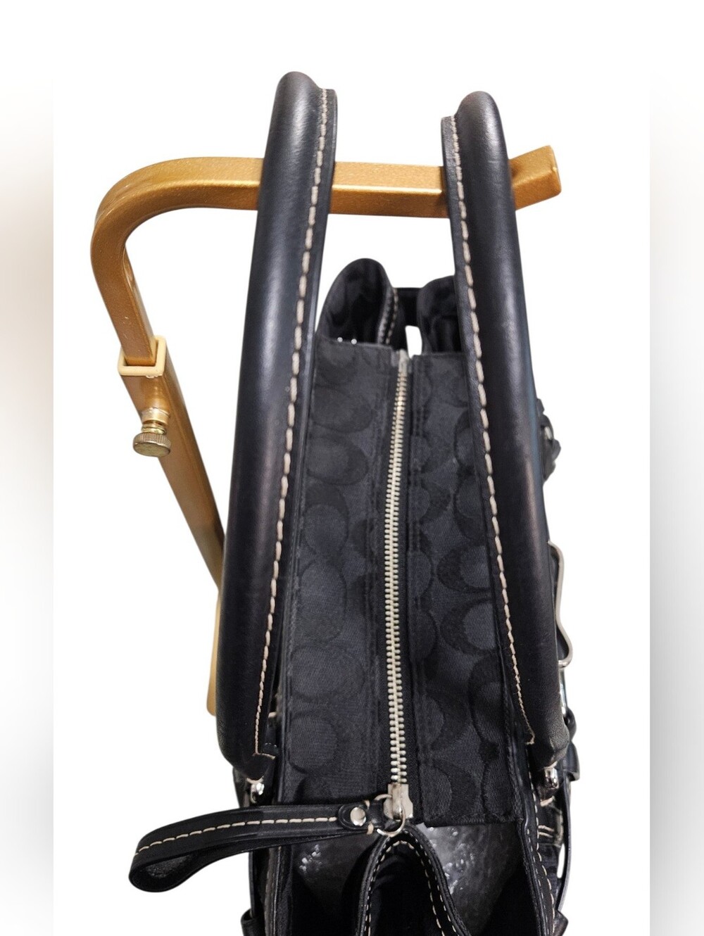 Coach Hampton Vintage 2006 Black Signature Canvas Tote with Silver Hardware - Picture 14 of 15